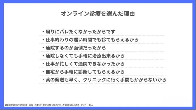 【アンケート結果】オンライン診療を選んだ理由